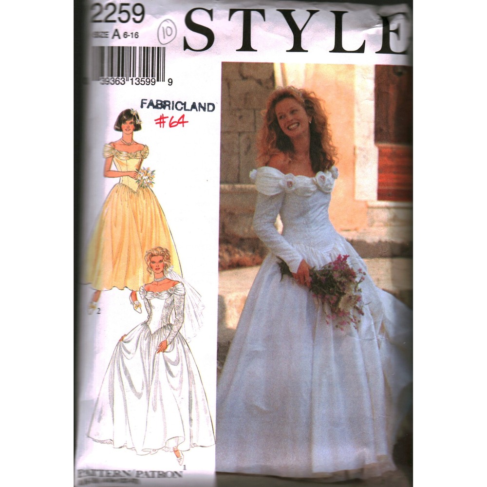 Vintage Style 2259 Misses Wedding Bridal Gown Sewing Pattern Size 6-10 CUT